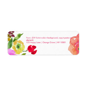 PixDezines florale waterverf/ranunculus/DIY Etiket