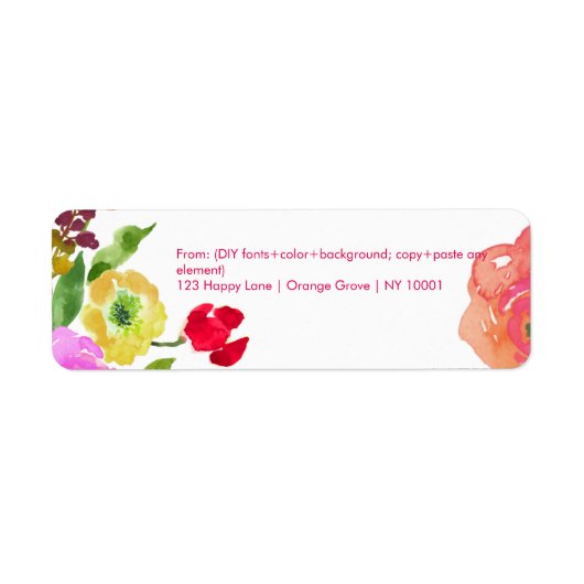 PixDezines florale waterverf/ranunculus/DIY Etiket (Voorkant)