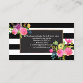 PixDezines florale waterverf/ranunculus/strepen Visitekaartje (Achterkant)