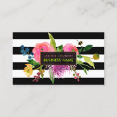 PixDezines florale waterverf/ranunculus/strepen Visitekaartje (Voorkant)