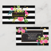 PixDezines florale waterverf/ranunculus/strepen Visitekaartje (Voorkant / Achterkant)
