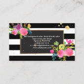 PixDezines florale waterverf/ranunculus/strepen Visitekaartje (Achterkant)