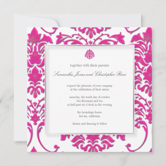 PixDezines FLORENTIUS DAMASK/HOT PINK Kaart (Achterkant)