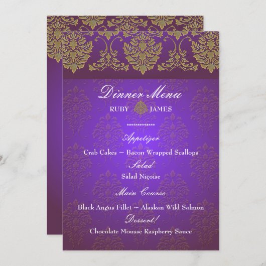 PixDezines florentius damask menu/faux gold Menu (Voorkant / Achterkant)
