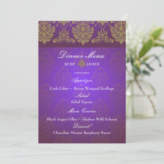 PixDezines florentius damask menu/faux gold Menu (Staand voorkant)