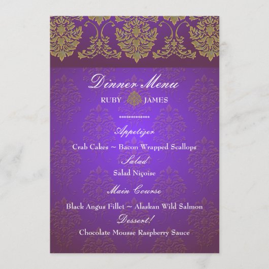PixDezines florentius damask menu/faux gold Menu (Voorkant)