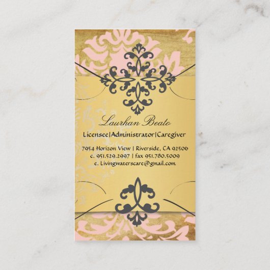 PixDezines  florentius damask/posh roze Visitekaartje (Achterkant)