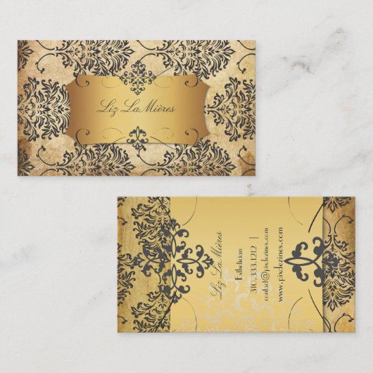 PixDezines  Florentius Damask Visitekaartje (Voorkant / Achterkant)