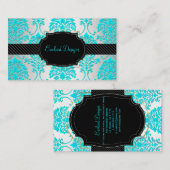 PixDezines florentius damast/aqua Visitekaartje (Voorkant / Achterkant)