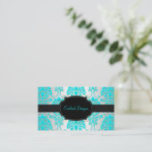 PixDezines florentius damast/aqua Visitekaartje (Staand voorkant)