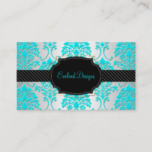 PixDezines florentius damast/aqua Visitekaartje