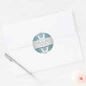 PixDezines florentius damast/blauwgroen+zilver Ronde Sticker (Envelop)