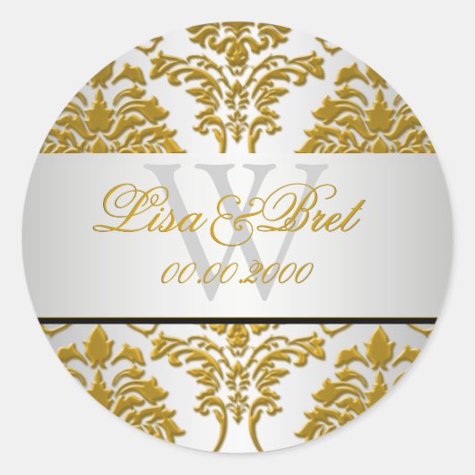 PixDezines florentius damast/faux metallic Ronde Sticker (Voorkant)