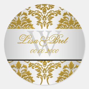 PixDezines florentius damast/faux metallic Ronde Sticker