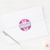 PixDezines florentius damast/roze+zilver Ronde Sticker (Envelop)