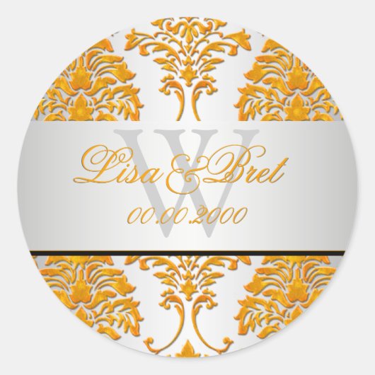 PixDezines florentius damast/sinaasappel Ronde Sticker (Voorkant)