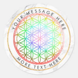 PixDezines FLOWER OF LIFE FAUX FOLIE+MARMER Ronde Sticker