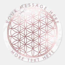 PixDezines FLOWER OF LIFE FAUX ROOS GOLD+MARBLE Ronde Sticker