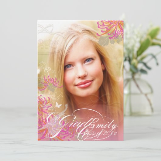 PixDezines Flowers Afstuderen Kaart (Staand voorkant)