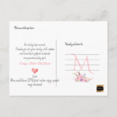 PixDezines Flowers+Baby Girl, Faux Folie Script Aankondigingskaart (Achterkant)