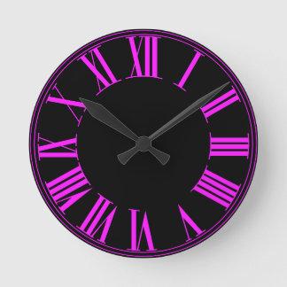 PixDezines Fluorescent Roze Romeinse Cijfers Ronde Klok