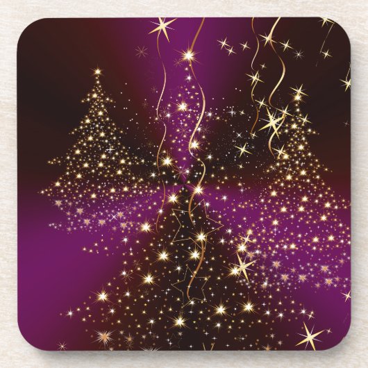 PixDezines Fonkelende Kerstbomen Bier Onderzetter (Voorkant)