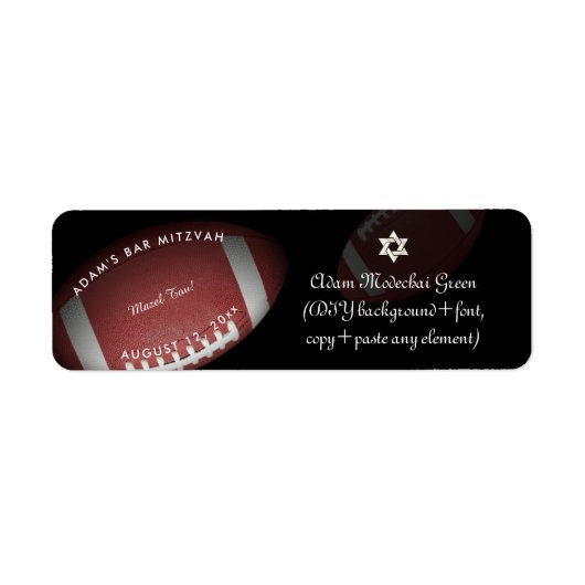 ✡ PixDezines Football Bar Mitzvah Etiket (Voorkant)