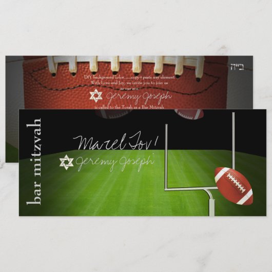 ✡ PixDezines FOOTBALL BAR MITZVAH, VELD GOAL POST Kaart (Voorkant / Achterkant)