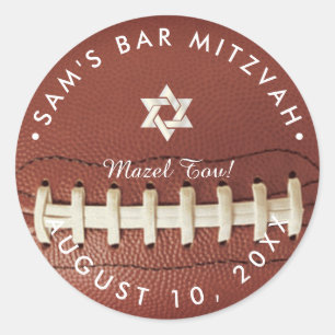 ✡ PixDezines Football Mitzvah Varkenshuid Ronde Sticker