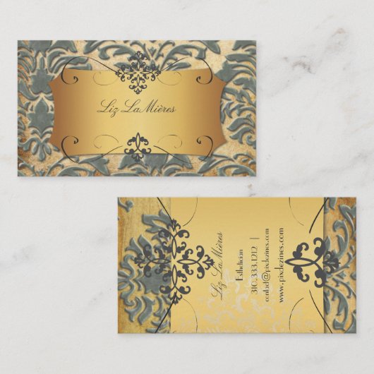 PixDezines Forentius damask/slate Visitekaartje (Voorkant / Achterkant)