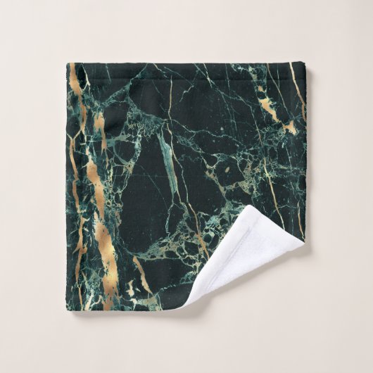 PixDezines FOREST GROEN MARBLE+FAUX GOLD VEINS Bad Handdoek (Wasdoekje)