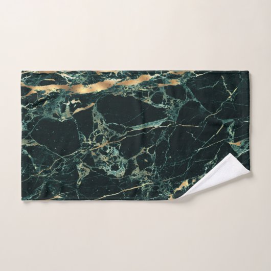 PixDezines FOREST GROEN MARBLE+FAUX GOLD VEINS Bad Handdoek (Handdoek)