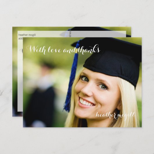 PixDezines foto bedankt briefkaarten (Voorkant / Achterkant)