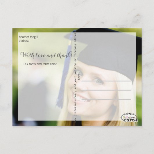 PixDezines foto bedankt briefkaarten (Achterkant)