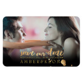 PixDezines foto bewaar onze datum/gouden penseelsc Magneet (Horizontaal)