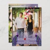 PixDezines foto+pauw/de datum opslaan Aankondigingskaart (Voorkant / Achterkant)