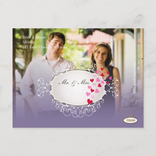 PixDezines foto+pauw/de datum opslaan Aankondigingskaart (Achterkant)