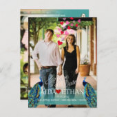 PixDezines foto+pauw/de datum opslaan Aankondigingskaart (Voorkant / Achterkant)