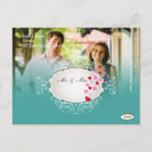 PixDezines foto+pauw/de datum opslaan Aankondigingskaart (Achterkant)