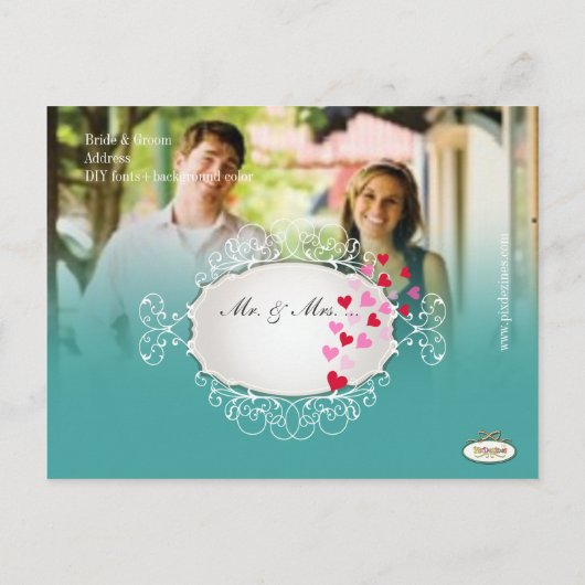 PixDezines foto+pauw/de datum opslaan Aankondigingskaart (Achterkant)