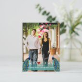 PixDezines foto+pauw/de datum opslaan Aankondigingskaart (Staand voorkant)