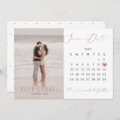 PixDezines Foto Save the Date-agenda roosgoud Kaart (Voorkant / Achterkant)