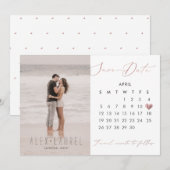 PixDezines Foto Save the Date-agenda roze goud Kaart (Voorkant / Achterkant)