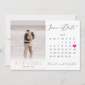 PixDezines Foto Save the Date-agenda Roze hart Kaart (Voorkant)