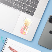 PixDezines Frambozen Aloha Ananas, Nepgoud Sticker (Laptop met iPhone)