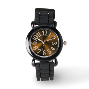 PixDezines fun+funky bruin radiaal/faux staal Horloge