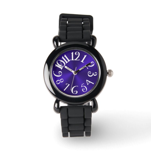 PixDezines fun+funky violet radiaal/faux staal Horloge (Voorkant)