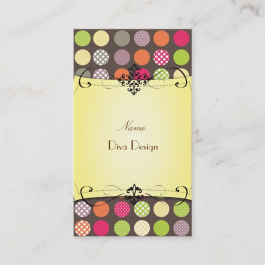 PixDezines Funky Polka dots BusinessCard Visitekaartje (Voorkant)