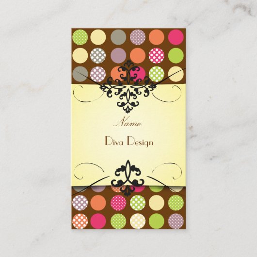 PixDezines Funky Polka dots| DIY achtergrondkleur! Visitekaartje (Voorkant)