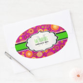 PixDezines Fuschia+Neon Groene Kerstversieringen Ovale Sticker (Envelop)